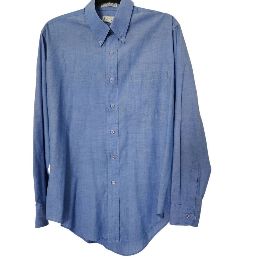 Ketch Men's Blue Button-Down Long Sleeve Shirt Size Large 16 34/35